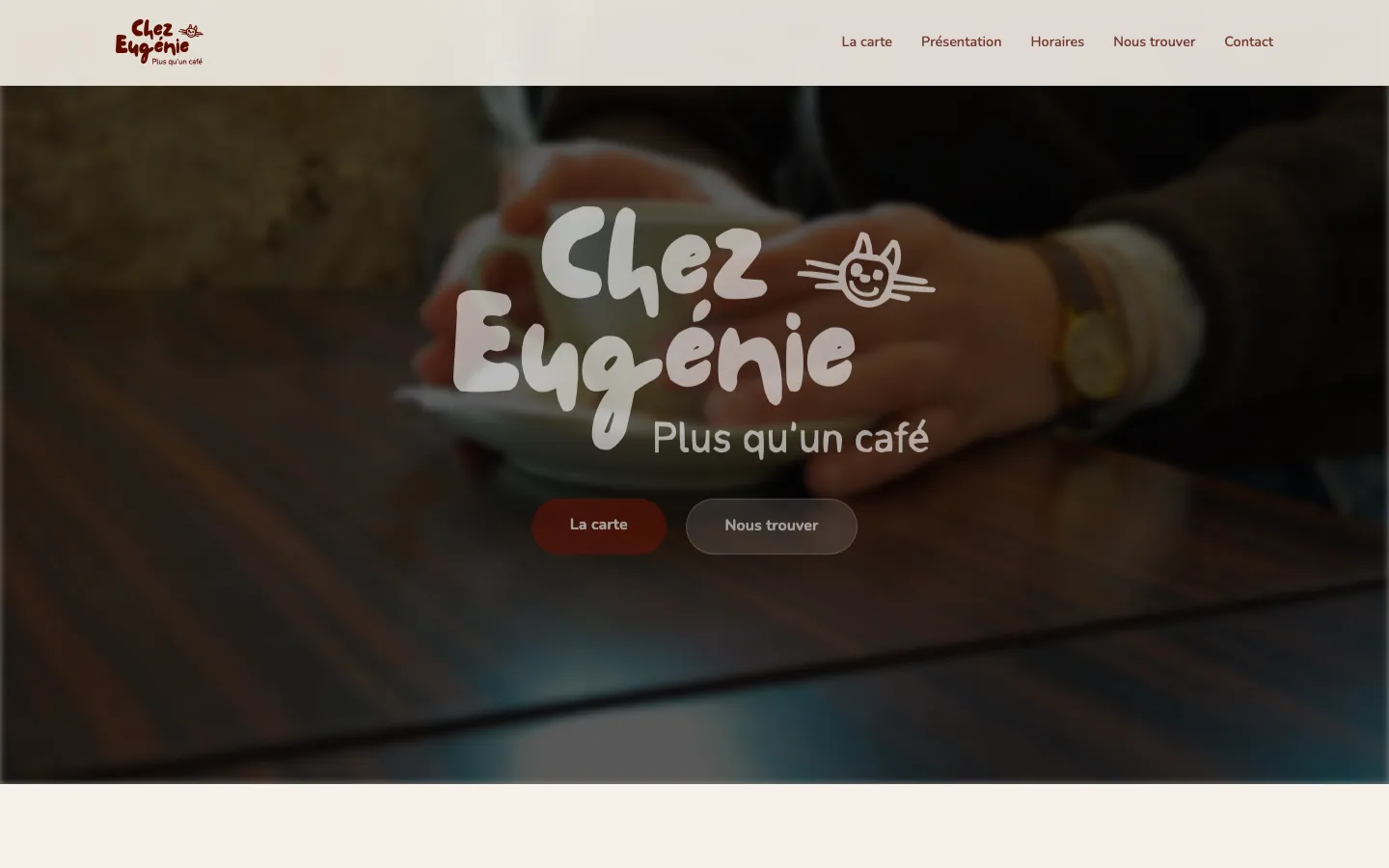 Site web de Chez Eugénie, café à Castres, réalisé par Théo Redon